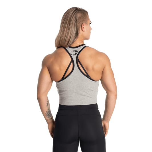 RIB CROP T-BACK, LIGHT GRAY MELANGE