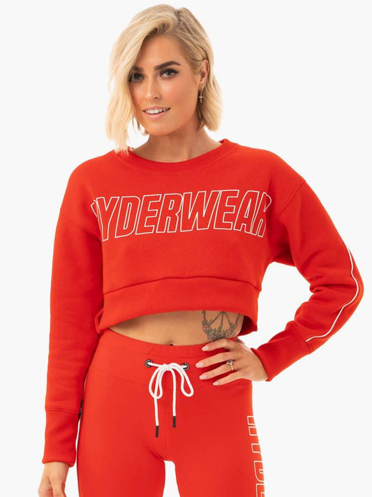 COURTSIDE CROPPED SWEATER ORANGE RED