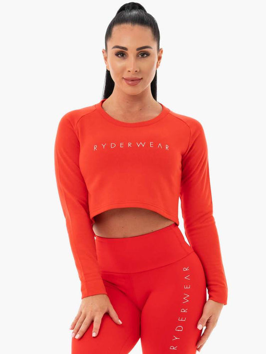 STAPLES CROPPED SWEATER RED