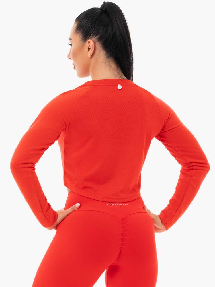 STAPLES CROPPED SWEATER RED