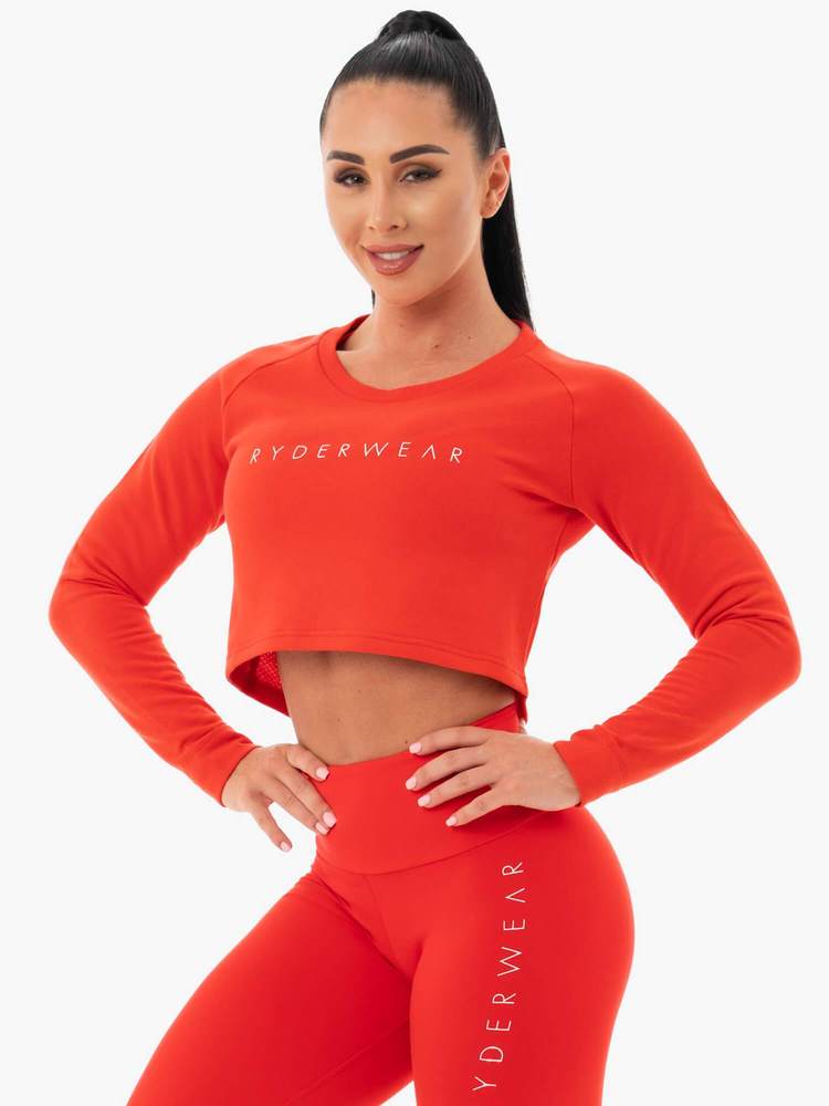 STAPLES CROPPED SWEATER RED