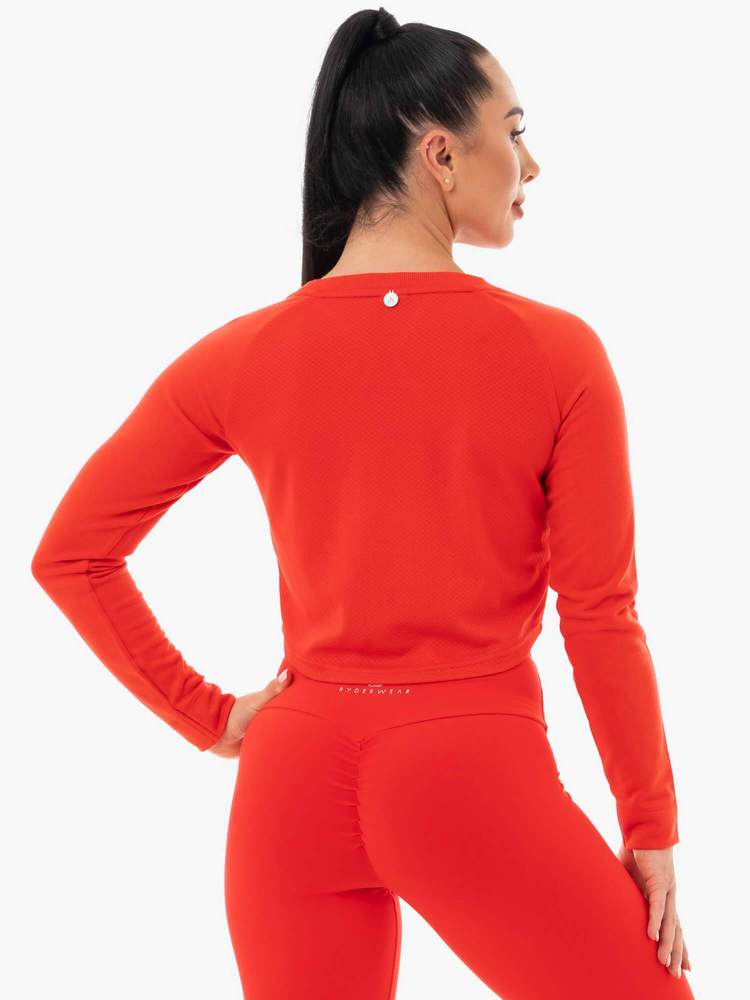 STAPLES CROPPED SWEATER RED