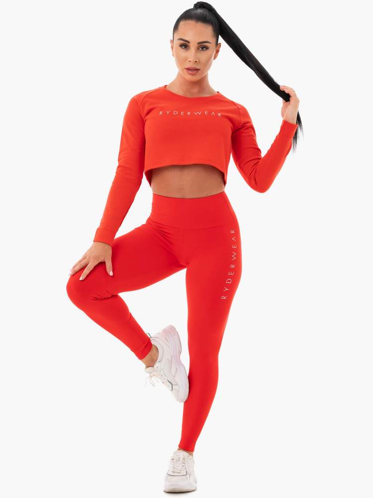 STAPLES CROPPED SWEATER RED