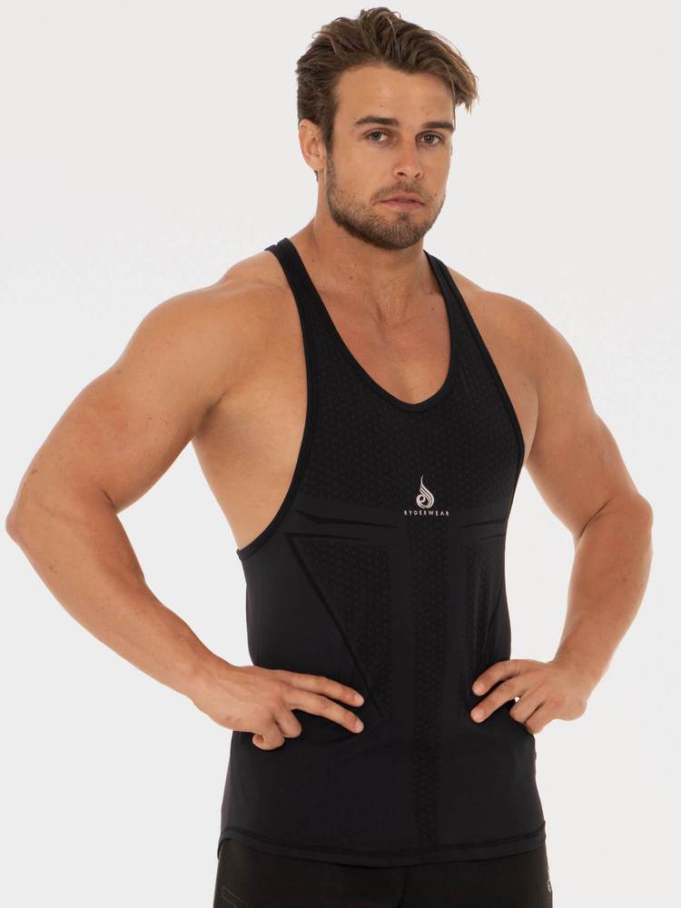 GEO SEAMLESS T-BACK BLACK