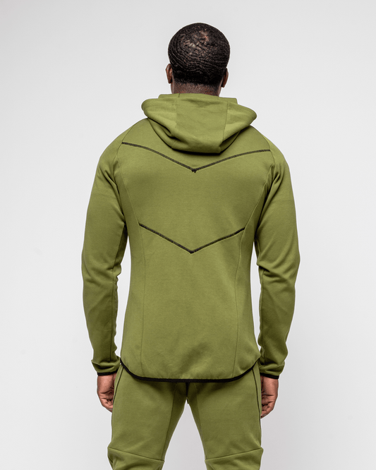 ZIP-UP ARROW HOODIE OLIVE