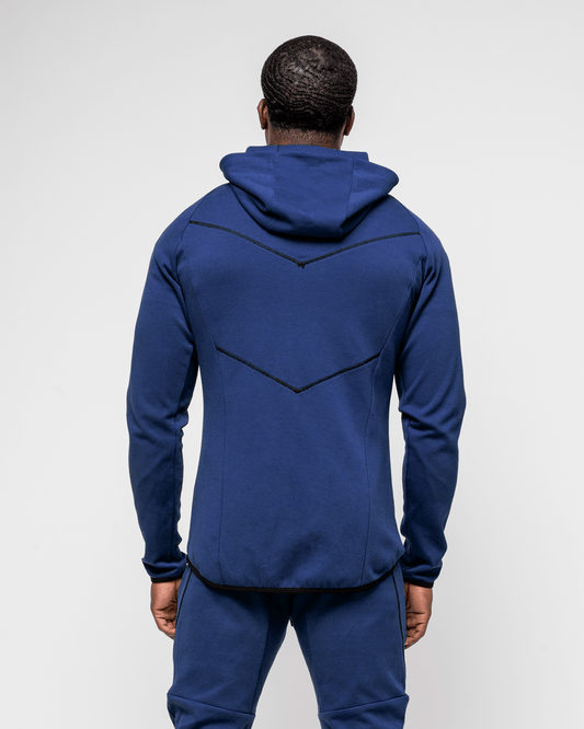 ZIP-UP ARROW HOODIE NAVY & BLACK