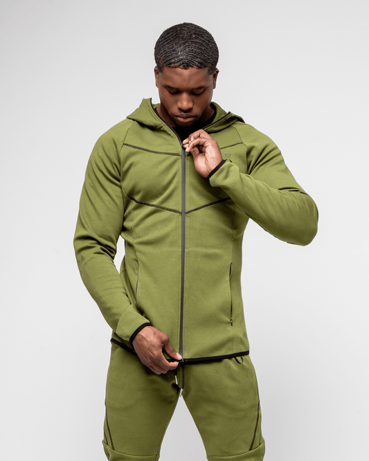 ZIP-UP ARROW HOODIE OLIVE