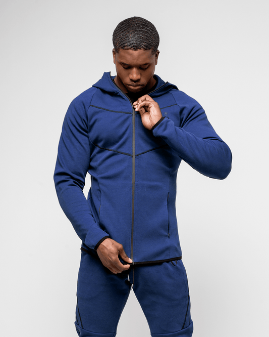 ZIP-UP ARROW HOODIE NAVY & BLACK