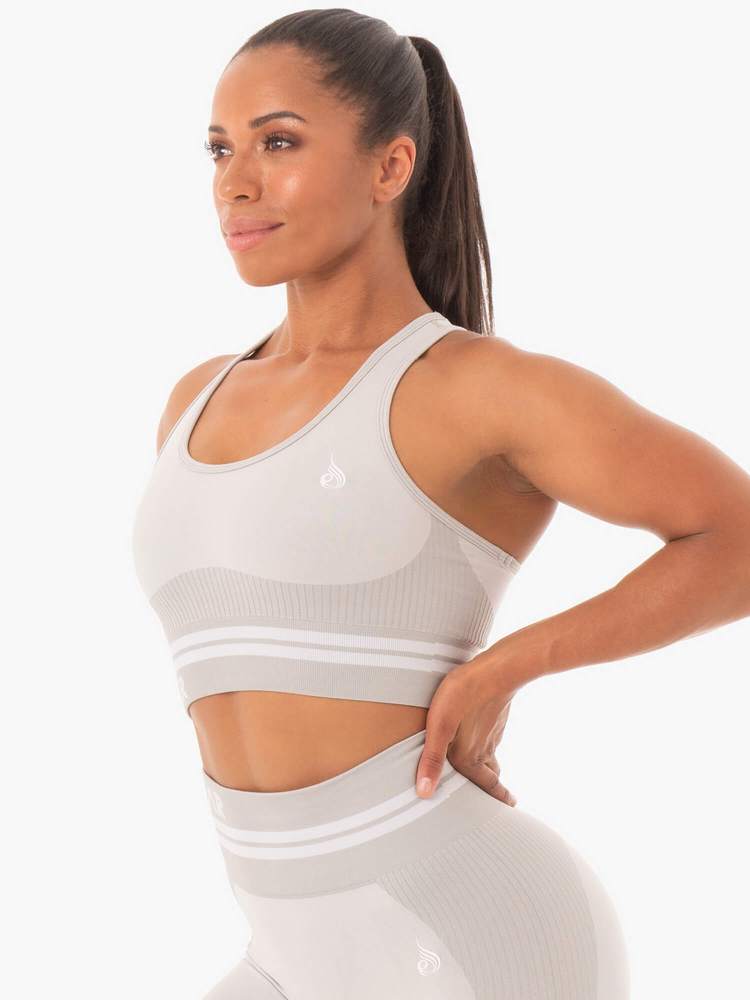 FREESTYLE SEAMLESS LONGLINE SPORTS BRA GRAY