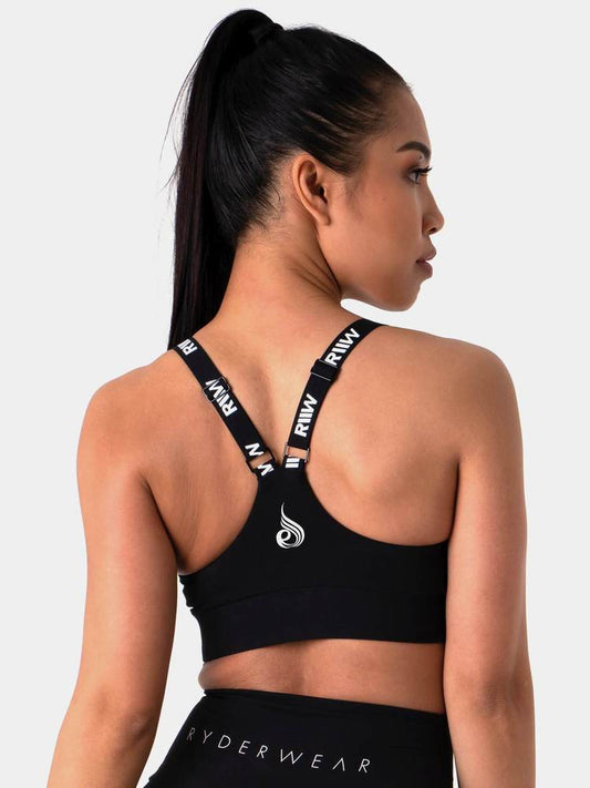 PASTELS SCRUNCH SPORTS BRA BLACK