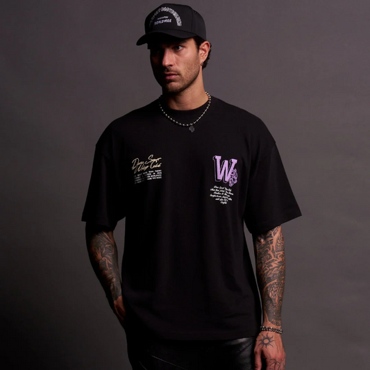 OUR MARK "PREMIUM" OVERSIZED TEE IN BLACK/PURPLE