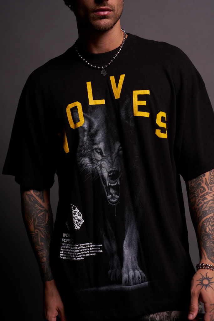 IN THE SHADOWS "PREMIUM" OVERSIZED TEE IN BLACK/YELLOW