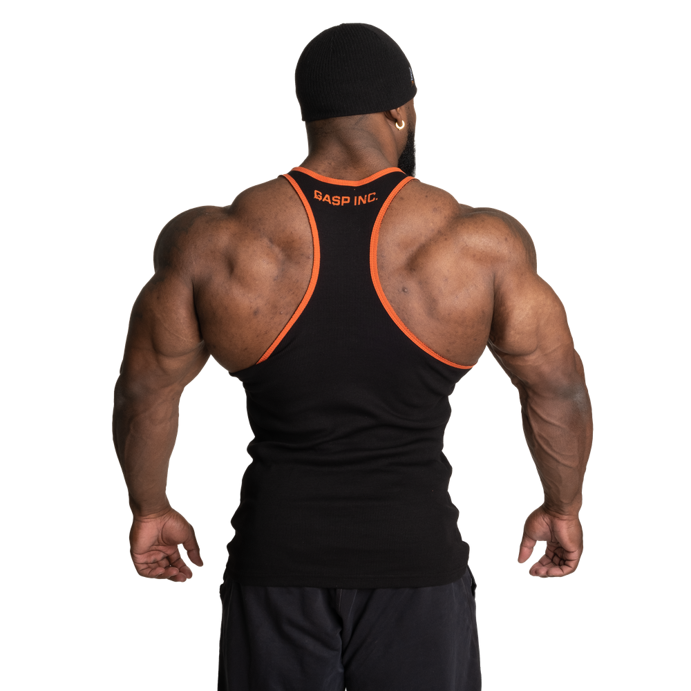 RIBBED T-BACK, BLACK/FLAME