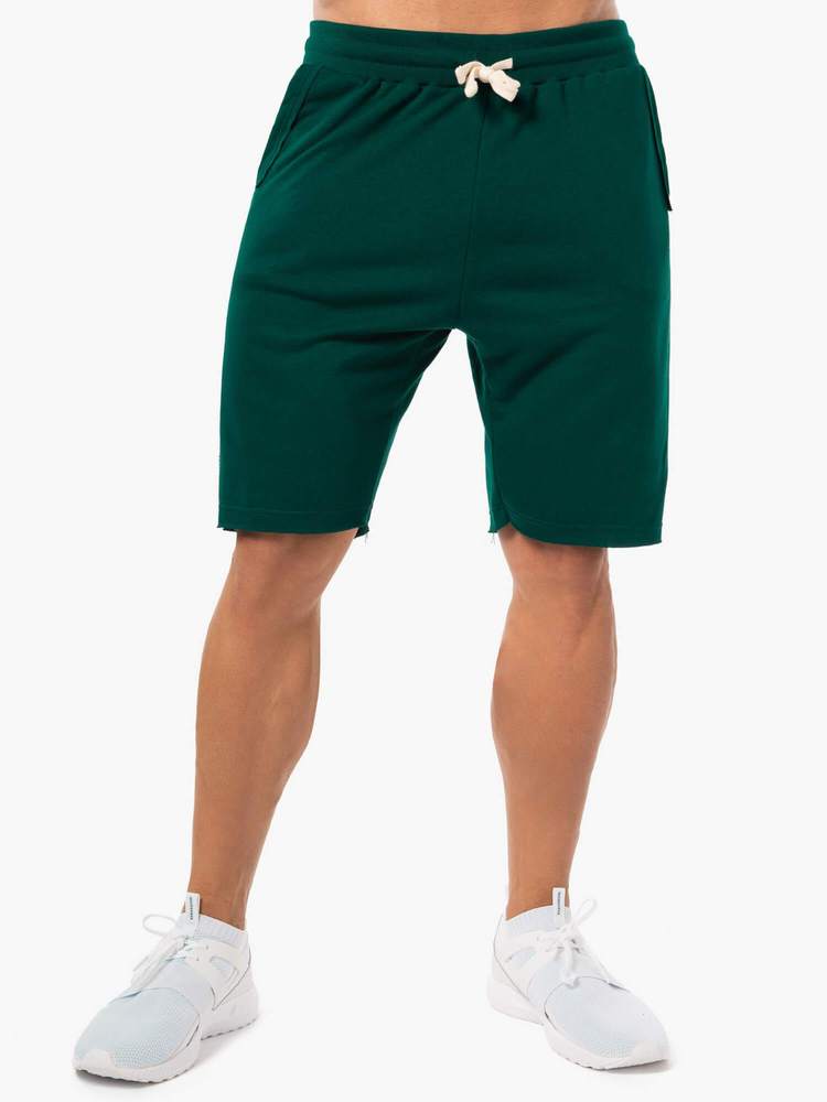 BLOCK FLEECE TRACK SHORTS FOREST GREEN