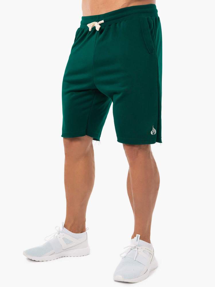 BLOCK FLEECE TRACK SHORTS FOREST GREEN