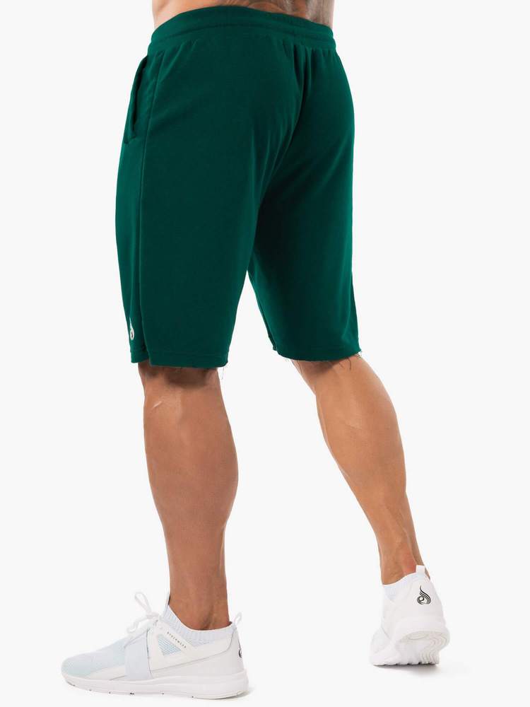 BLOCK FLEECE TRACK SHORTS FOREST GREEN