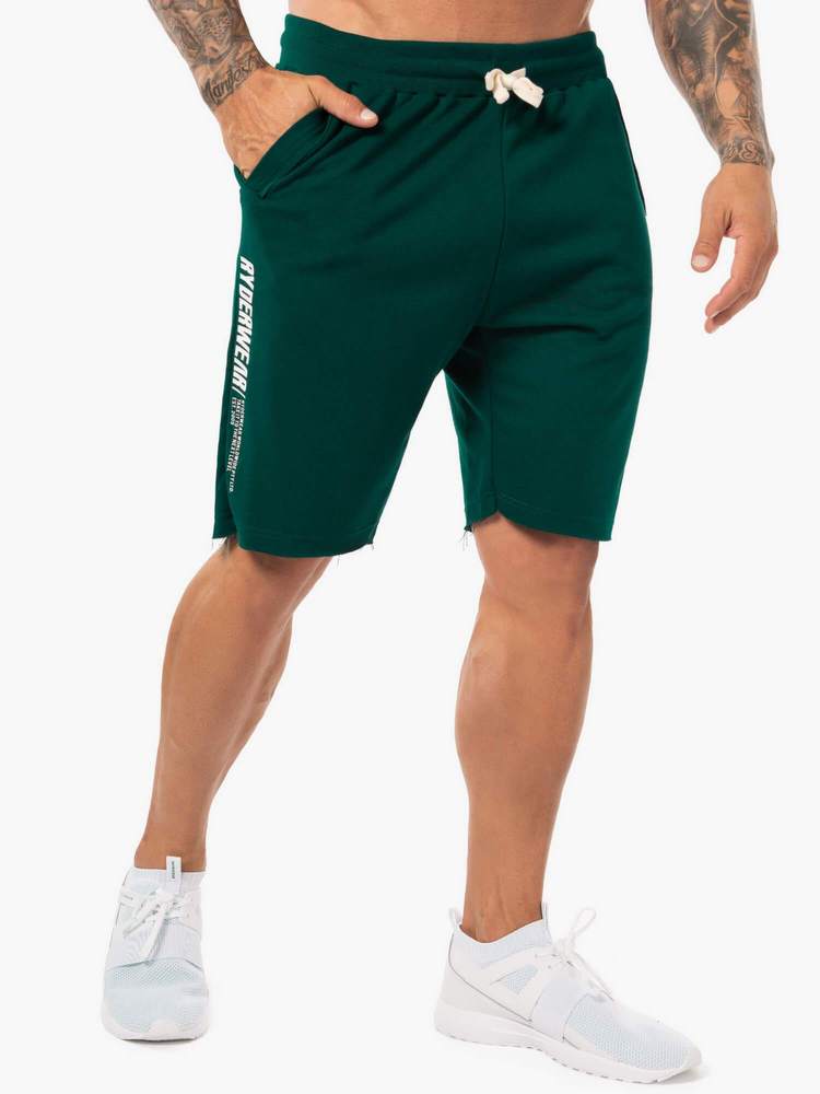 BLOCK FLEECE TRACK SHORTS FOREST GREEN