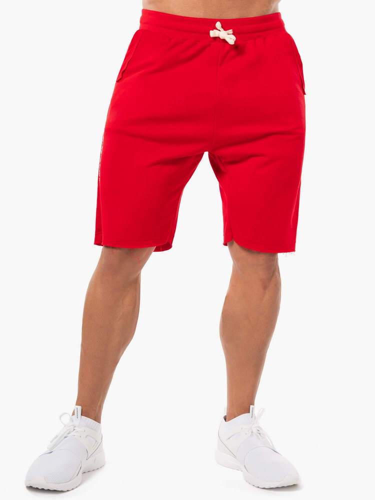 BLOCK FLEECE TRACK SHORTS RED