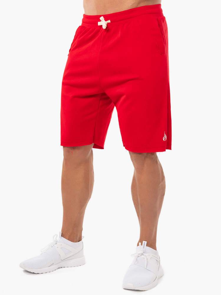 BLOCK FLEECE TRACK SHORTS RED