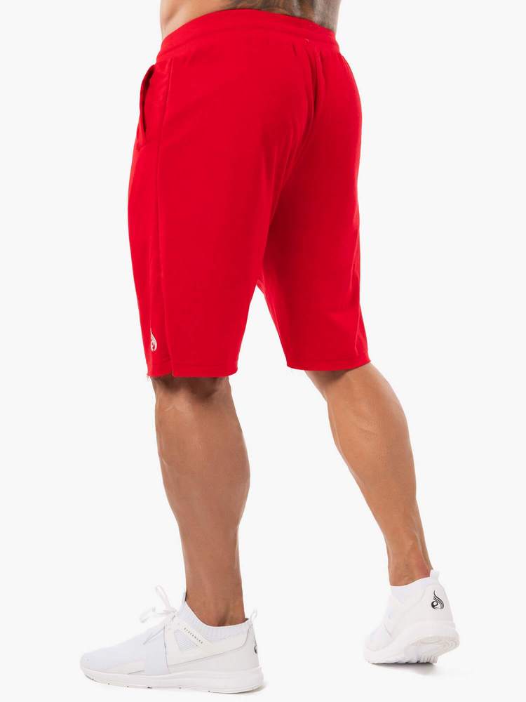 BLOCK FLEECE TRACK SHORTS RED