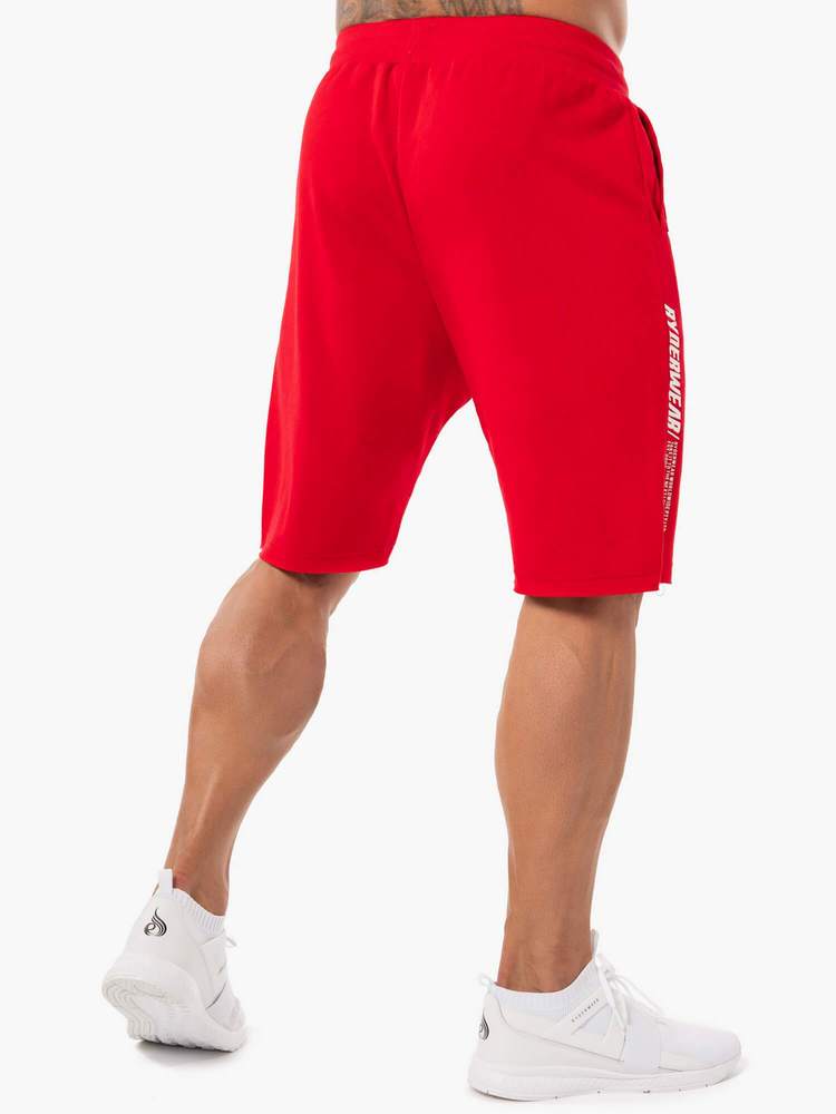 BLOCK FLEECE TRACK SHORTS RED