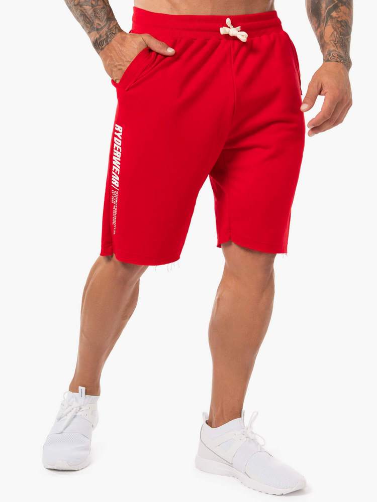 BLOCK FLEECE TRACK SHORTS RED