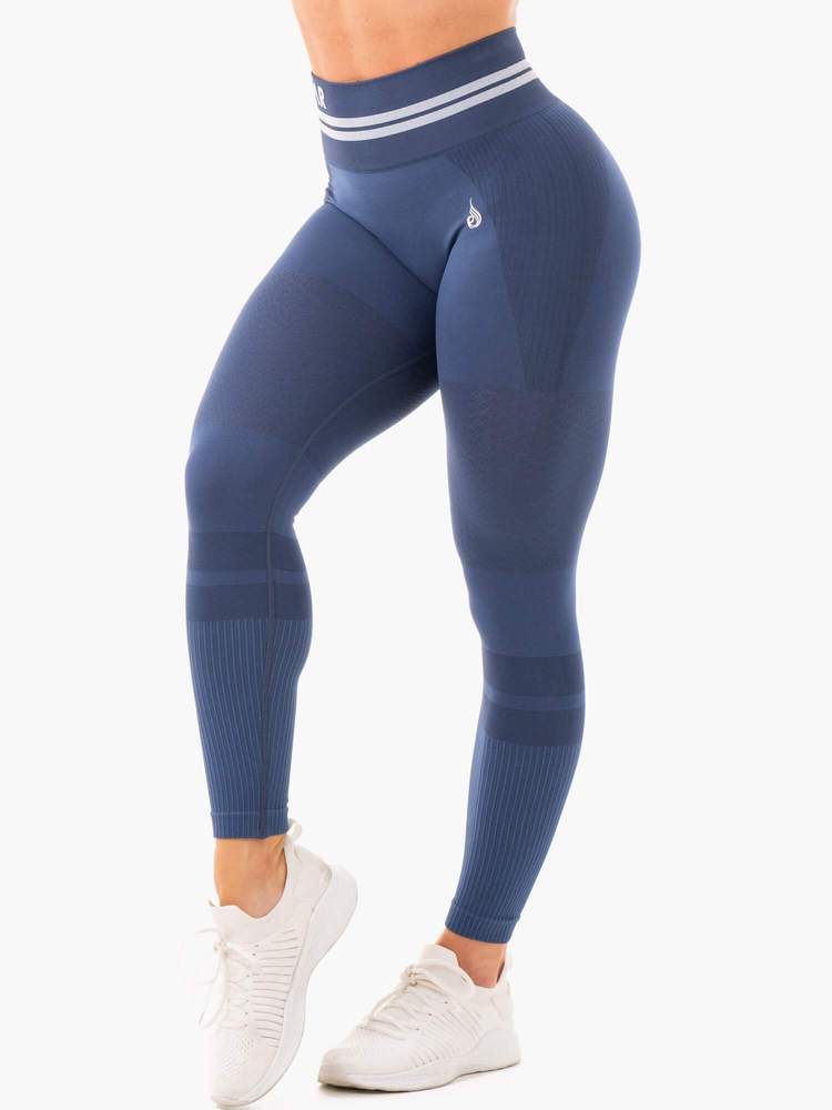 FREESTYLE SEAMLESS HIGH WAISTED LEGGINGS STEEL BLUE