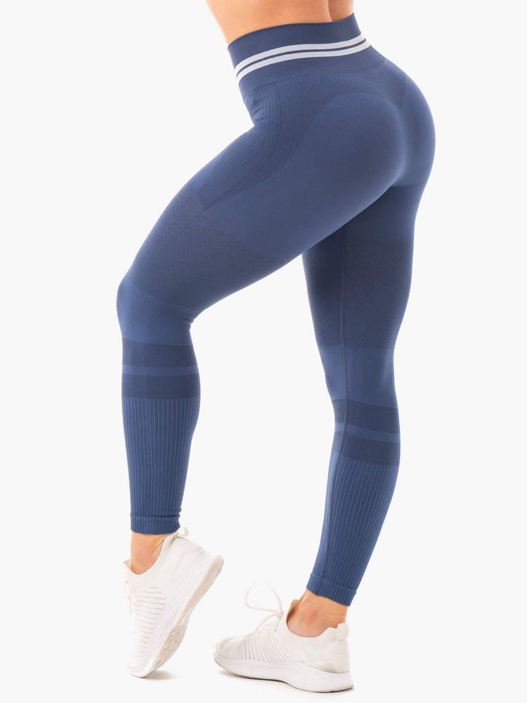 FREESTYLE SEAMLESS HIGH WAISTED LEGGINGS STEEL BLUE