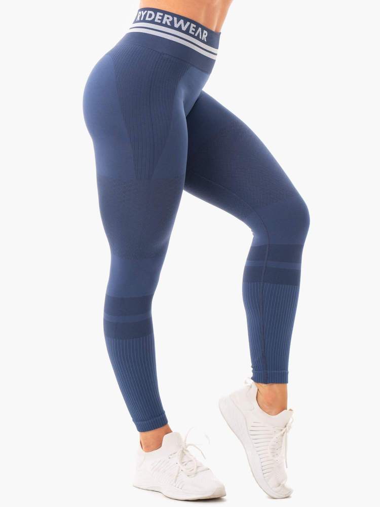 FREESTYLE SEAMLESS HIGH WAISTED LEGGINGS STEEL BLUE