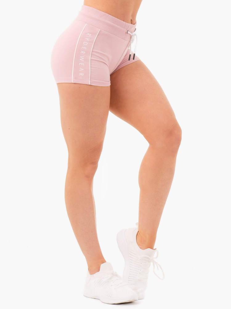 HIGH WAISTED TRACK SHORTS PINK