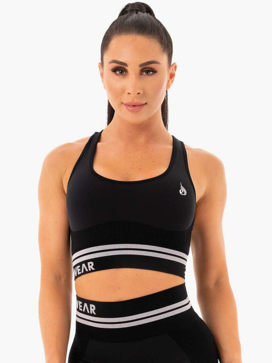 FREESTYLE SEAMLESS LONGLINE SPORTS BRA BLACK