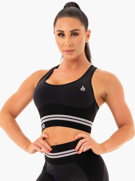 FREESTYLE SEAMLESS LONGLINE SPORTS BRA BLACK