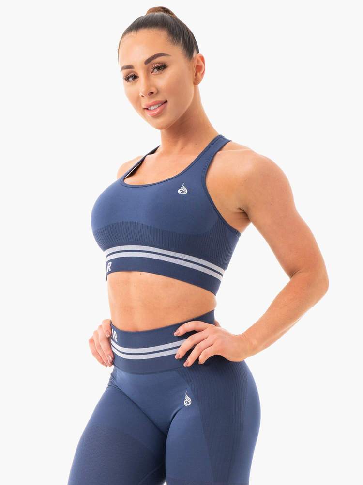 FREESTYLE SEAMLESS LONGLINE SPORTS BRA STEEL BLUE