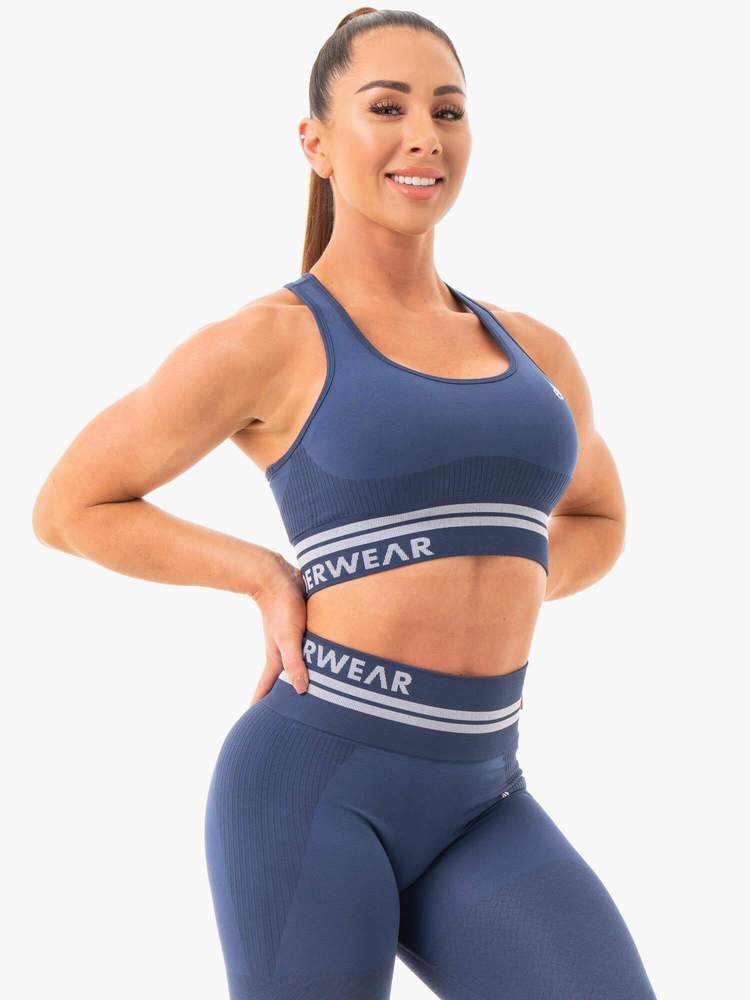 FREESTYLE SEAMLESS LONGLINE SPORTS BRA STEEL BLUE