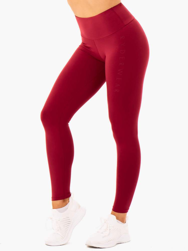 ELEVATE SCRUNCH BUM LEGGINGS BERRY RED