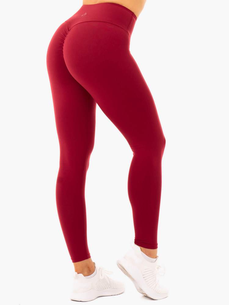 ELEVATE SCRUNCH BUM LEGGINGS BERRY RED