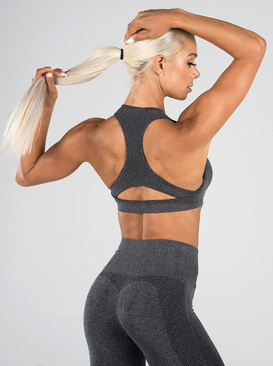 SEAMLESS SPORT BRA CHARCOAL MARLE